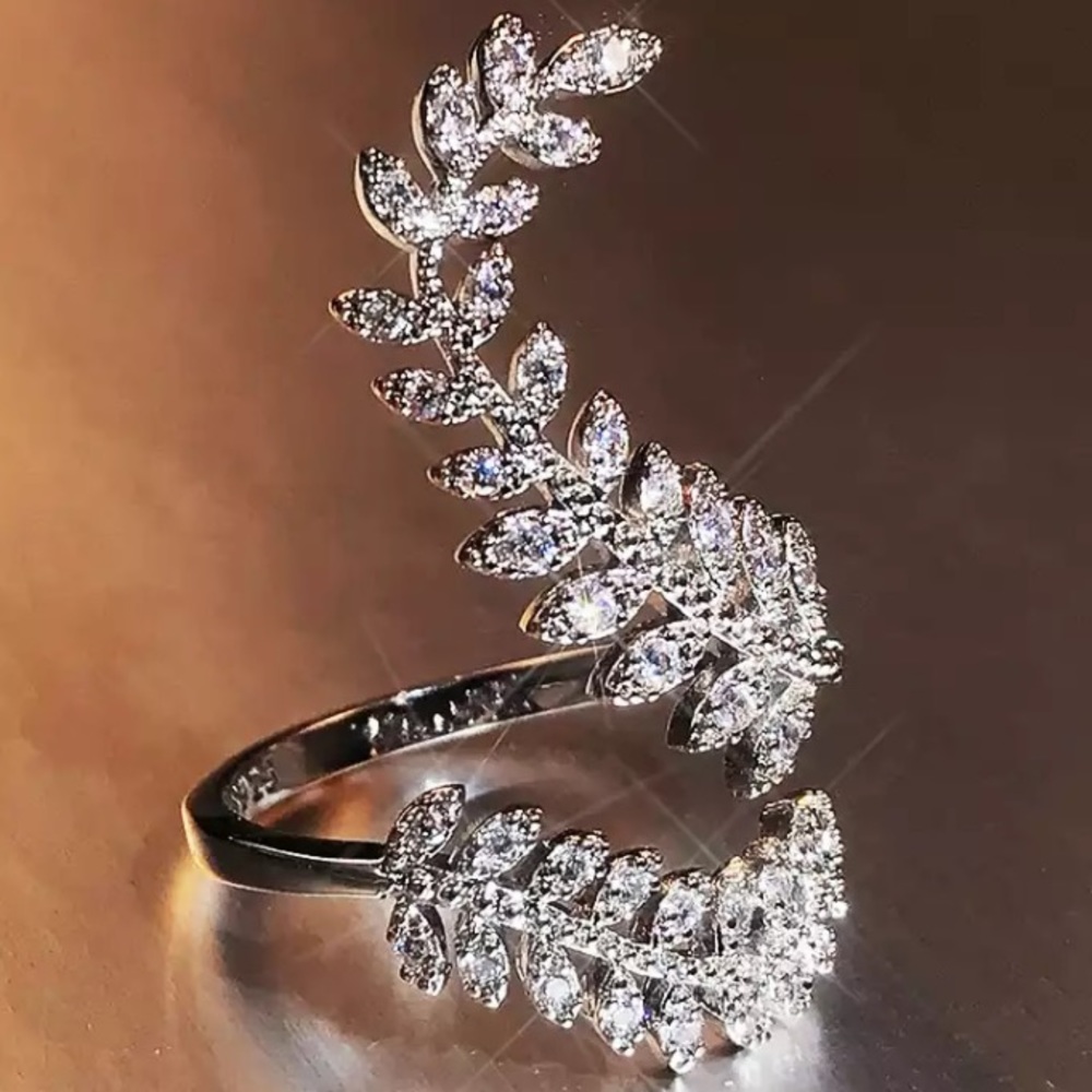 Sterling silver leaf open ring - Picture 3 of 6